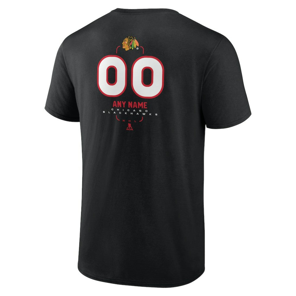 NHL Black Chicago Blackhawks Personalized Name & Number Midfielder T-Shirt