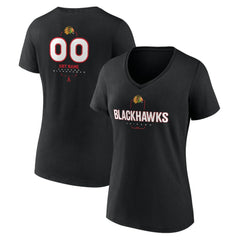 NHL Black Chicago Blackhawks Women's Personalized Name & Number Midfielder V-Neck T-Shirt
