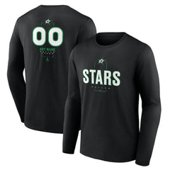 NHL Black Dallas Stars Personalized Name & Number Midfielder Long Sleeve T-Shirt
