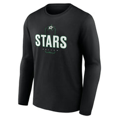 NHL Black Dallas Stars Personalized Name & Number Midfielder Long Sleeve T-Shirt