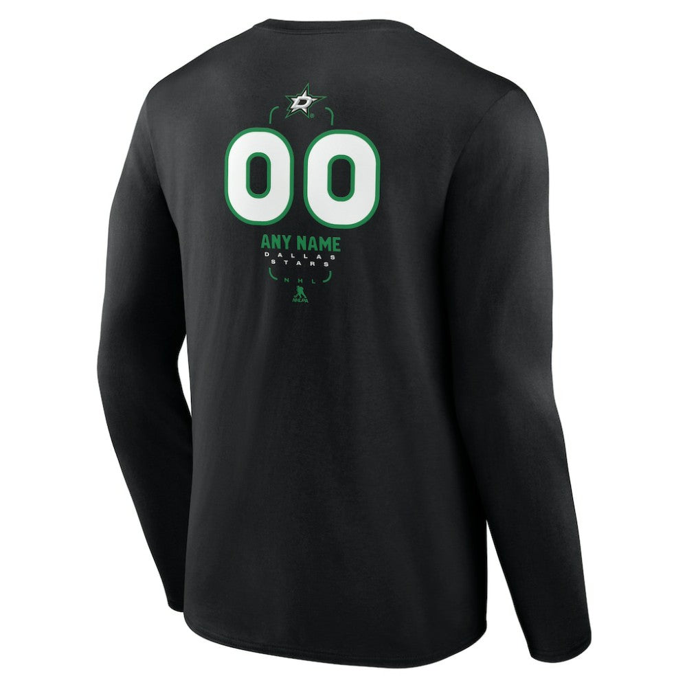 NHL Black Dallas Stars Personalized Name & Number Midfielder Long Sleeve T-Shirt