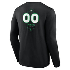 NHL Black Dallas Stars Personalized Name & Number Midfielder Long Sleeve T-Shirt