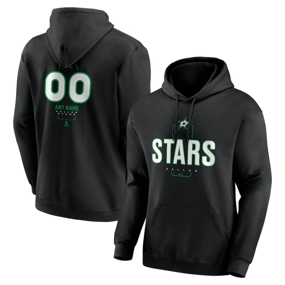NHL Black Dallas Stars Personalized Name & Number Midfielder Pullover Hoodie