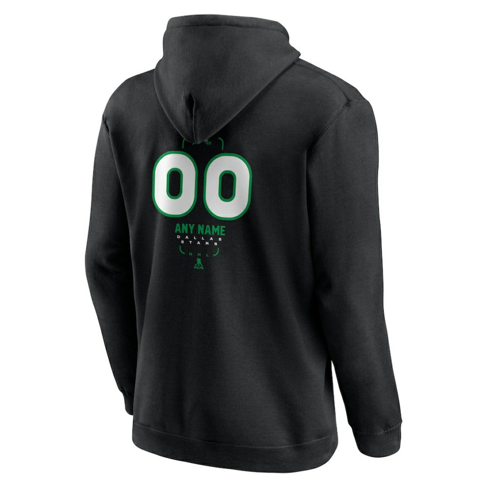 NHL Black Dallas Stars Personalized Name & Number Midfielder Pullover Hoodie