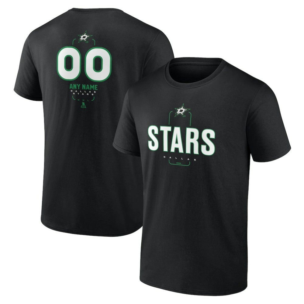 NHL Black Dallas Stars Personalized Name & Number Midfielder T-Shirt