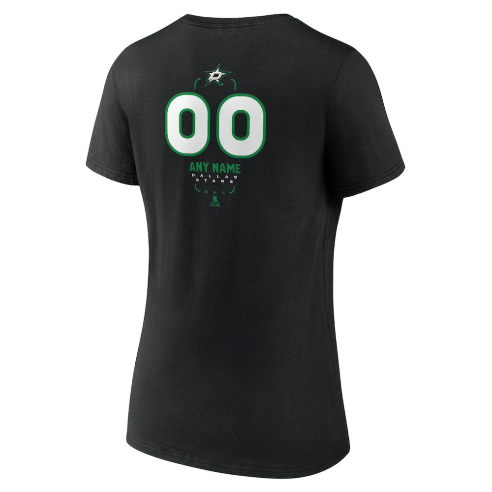 NHL Black Dallas Stars Women's Personalized Name & Number Midfielder V-Neck T-Shirt