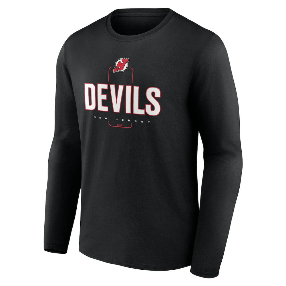 NHL Black New Jersey Devils Personalized Name & Number Midfielder Long Sleeve T-Shirt