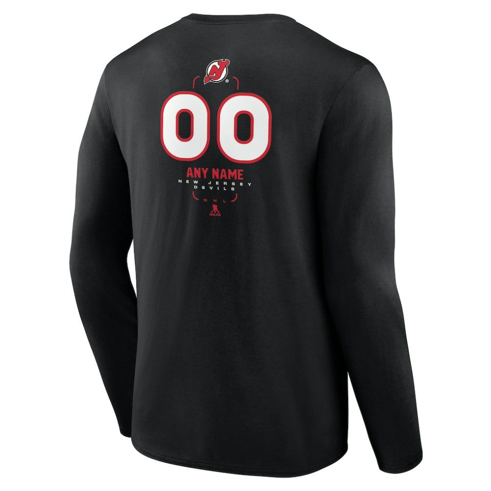 NHL Black New Jersey Devils Personalized Name & Number Midfielder Long Sleeve T-Shirt