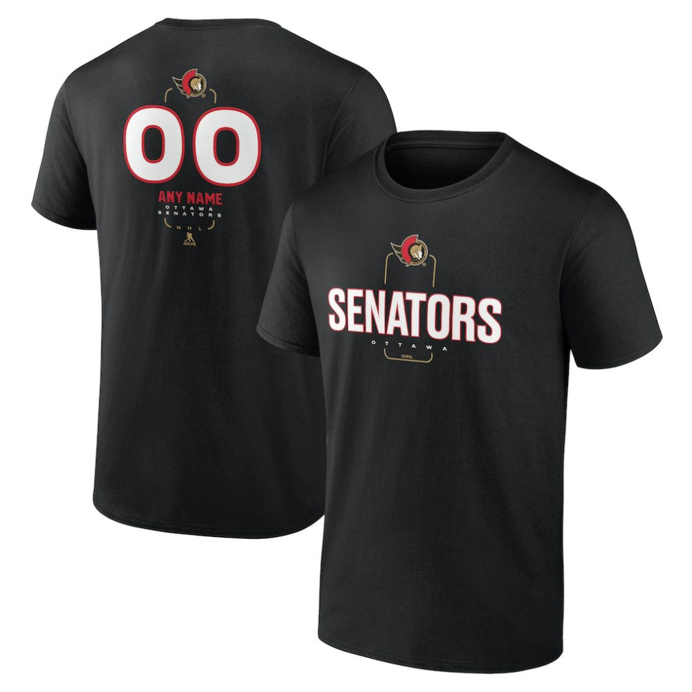 NHL Black Ottawa Senators Personalized Name & Number Midfielder T-Shirt