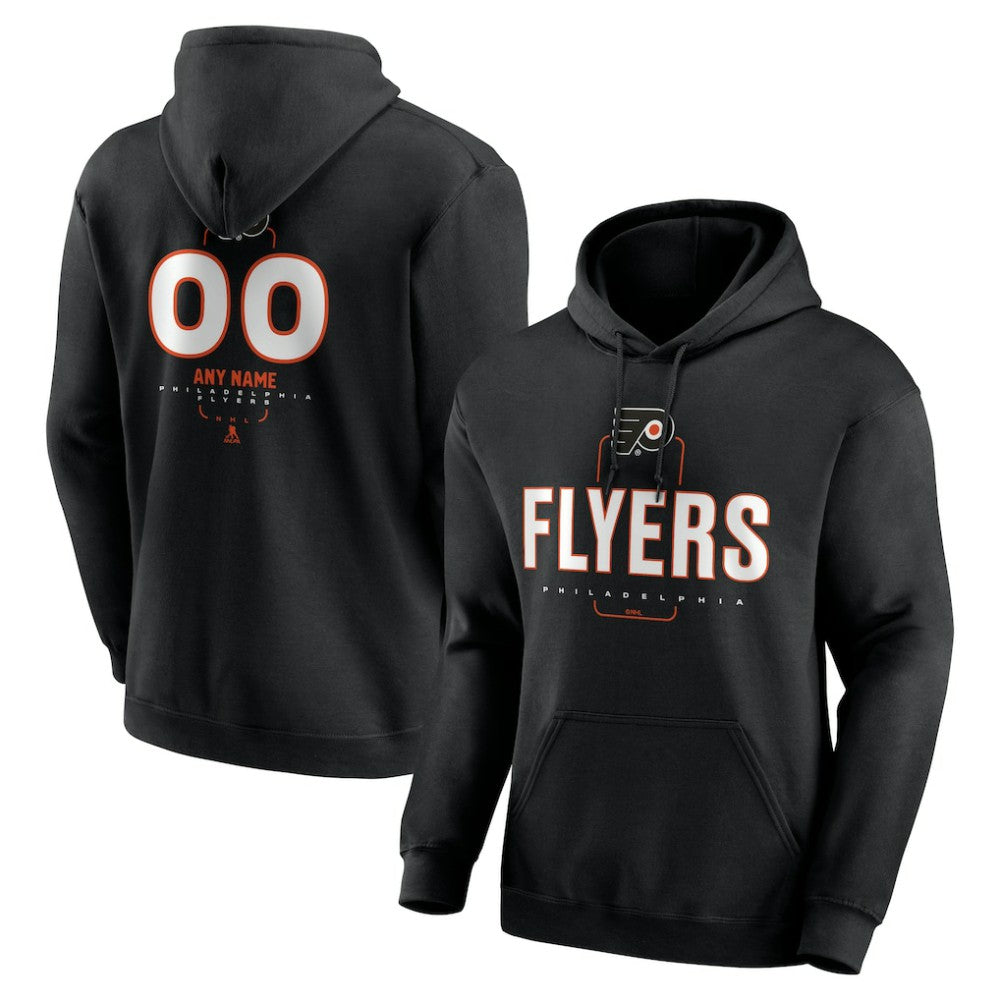 NHL Black Philadelphia Flyers Personalized Name & Number Midfielder Pullover Hoodie