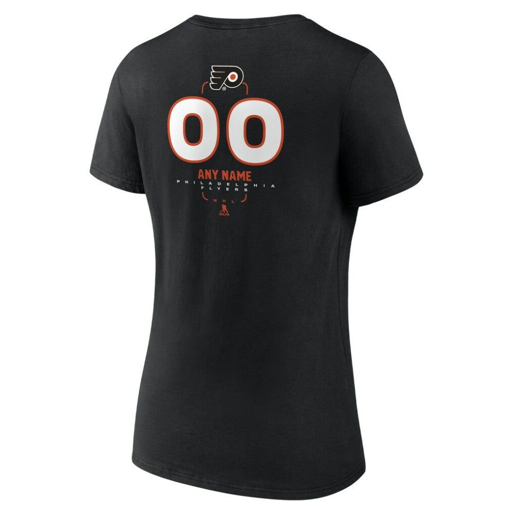 NHL Black Philadelphia Flyers Women's Personalized Name & Number Midfielder V-Neck T-Shirt