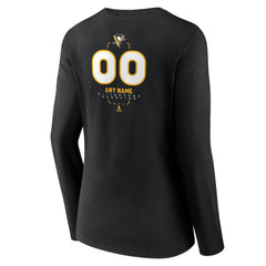 NHL Black Pittsburgh Penguins Women's Personalized Name & Number Midfielder Long Sleeve V-Neck T-Shirt