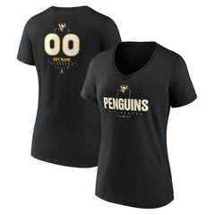 NHL Black Pittsburgh Penguins Women's Personalized Name & Number Midfielder V-Neck T-Shirt