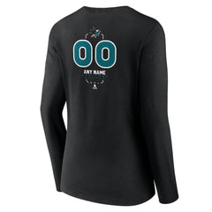 NHL Black San Jose Sharks Women's Personalized Name & Number Midfielder Long Sleeve V-Neck T-Shirt