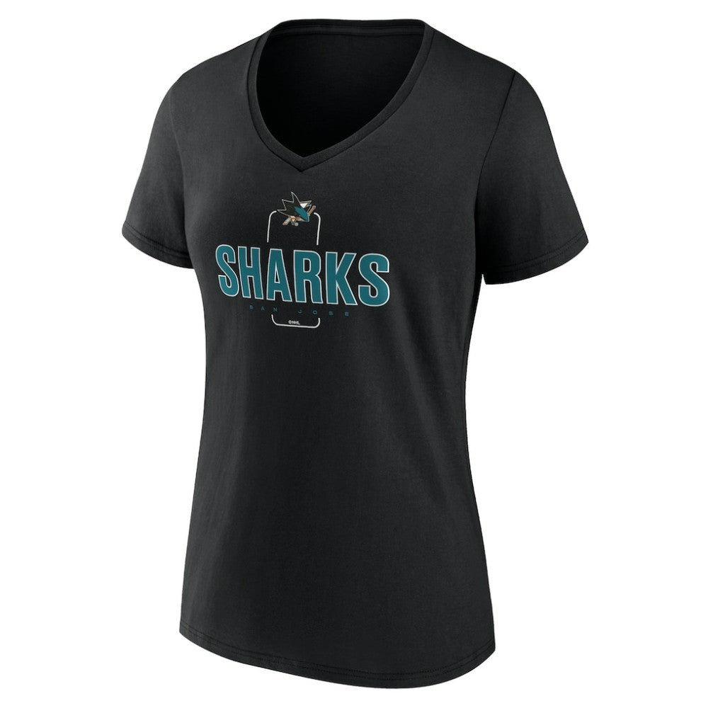 NHL Black San Jose Sharks Women's Personalized Name & Number Midfielder V-Neck T-Shirt