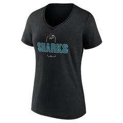 NHL Black San Jose Sharks Women's Personalized Name & Number Midfielder V-Neck T-Shirt