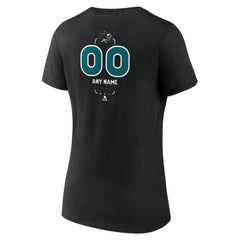 NHL Black San Jose Sharks Women's Personalized Name & Number Midfielder V-Neck T-Shirt