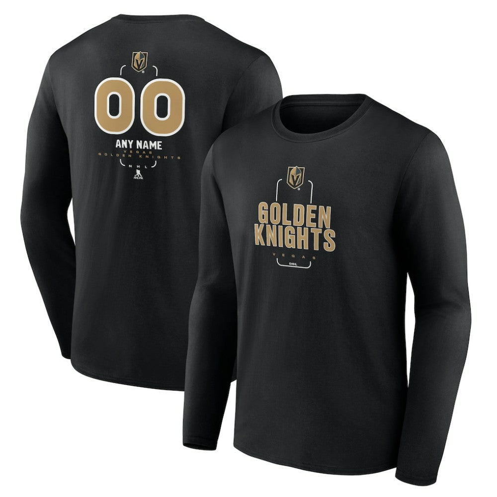NHL Black Vegas Golden Knights Personalized Name & Number Midfielder Long Sleeve T-Shirt
