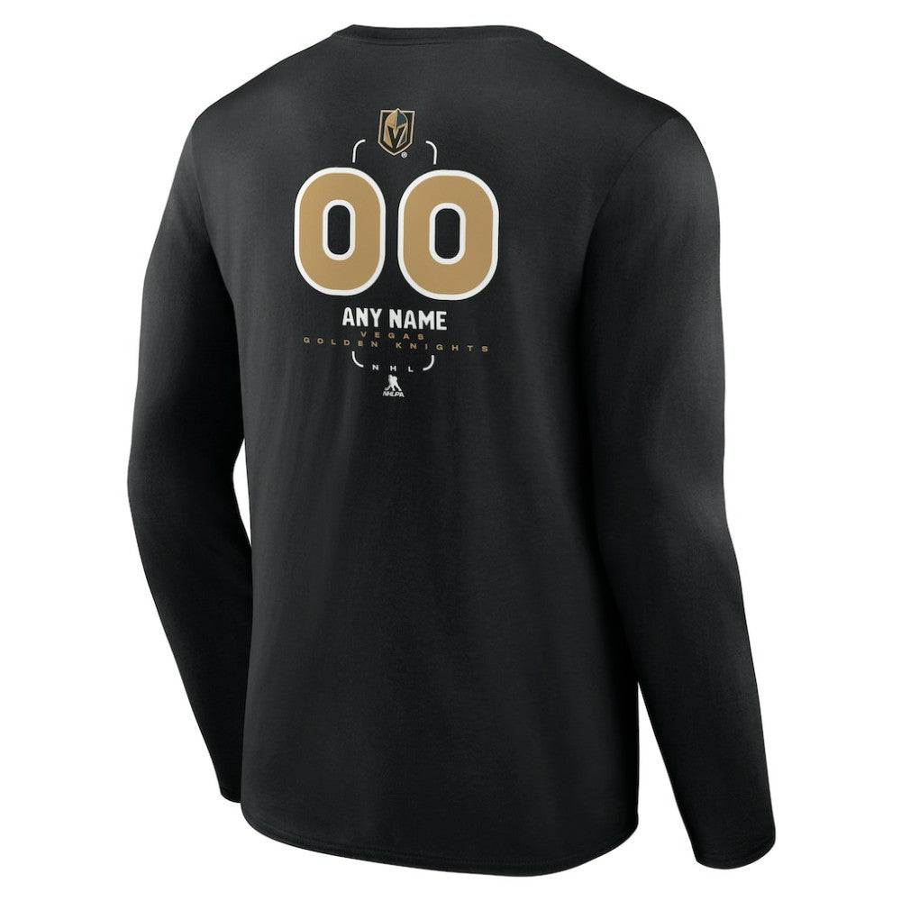 NHL Black Vegas Golden Knights Personalized Name & Number Midfielder Long Sleeve T-Shirt