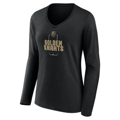 NHL Black Vegas Golden Knights Women's Personalized Name & Number Midfielder Long Sleeve V-Neck T-Shirt