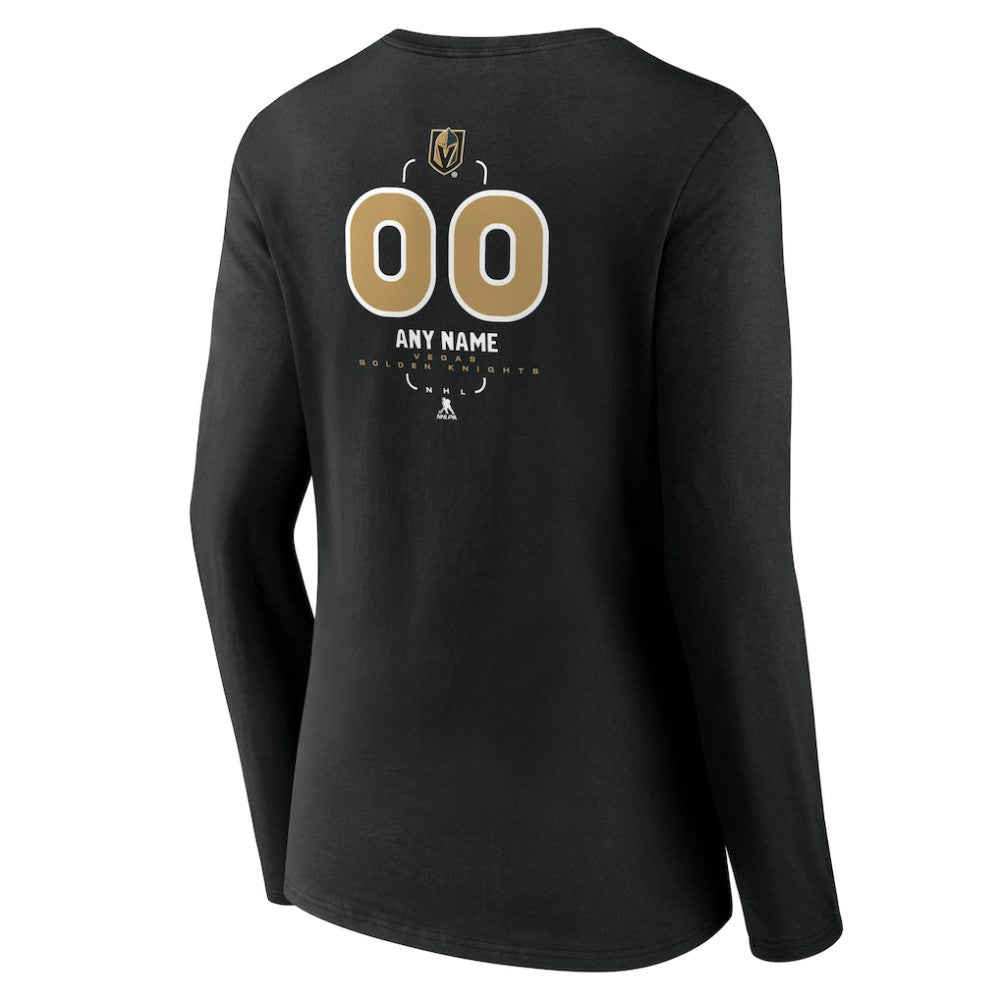 NHL Black Vegas Golden Knights Women's Personalized Name & Number Midfielder Long Sleeve V-Neck T-Shirt