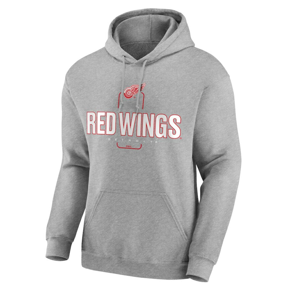 NHL Gray Detroit Red Wings Personalized Name & Number Midfielder Pullover Hoodie
