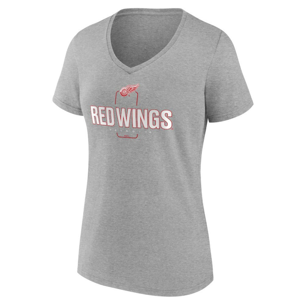 NHL Gray Detroit Red Wings Women's Personalized Name & Number Midfielder V-Neck T-Shirt