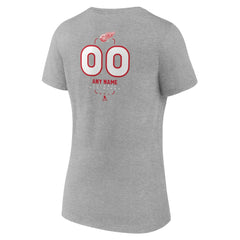 NHL Gray Detroit Red Wings Women's Personalized Name & Number Midfielder V-Neck T-Shirt