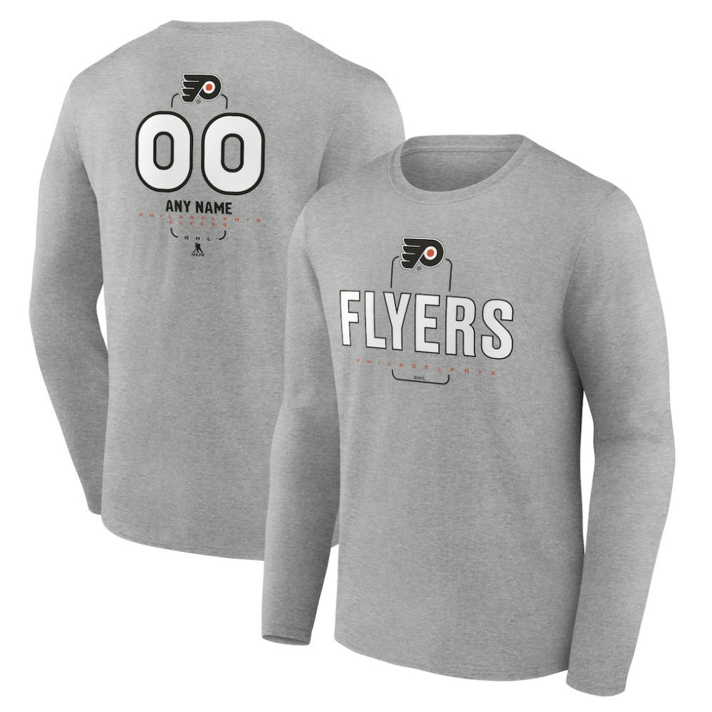 NHL Gray Philadelphia Flyers Personalized Name & Number Midfielder Long Sleeve T-Shirt