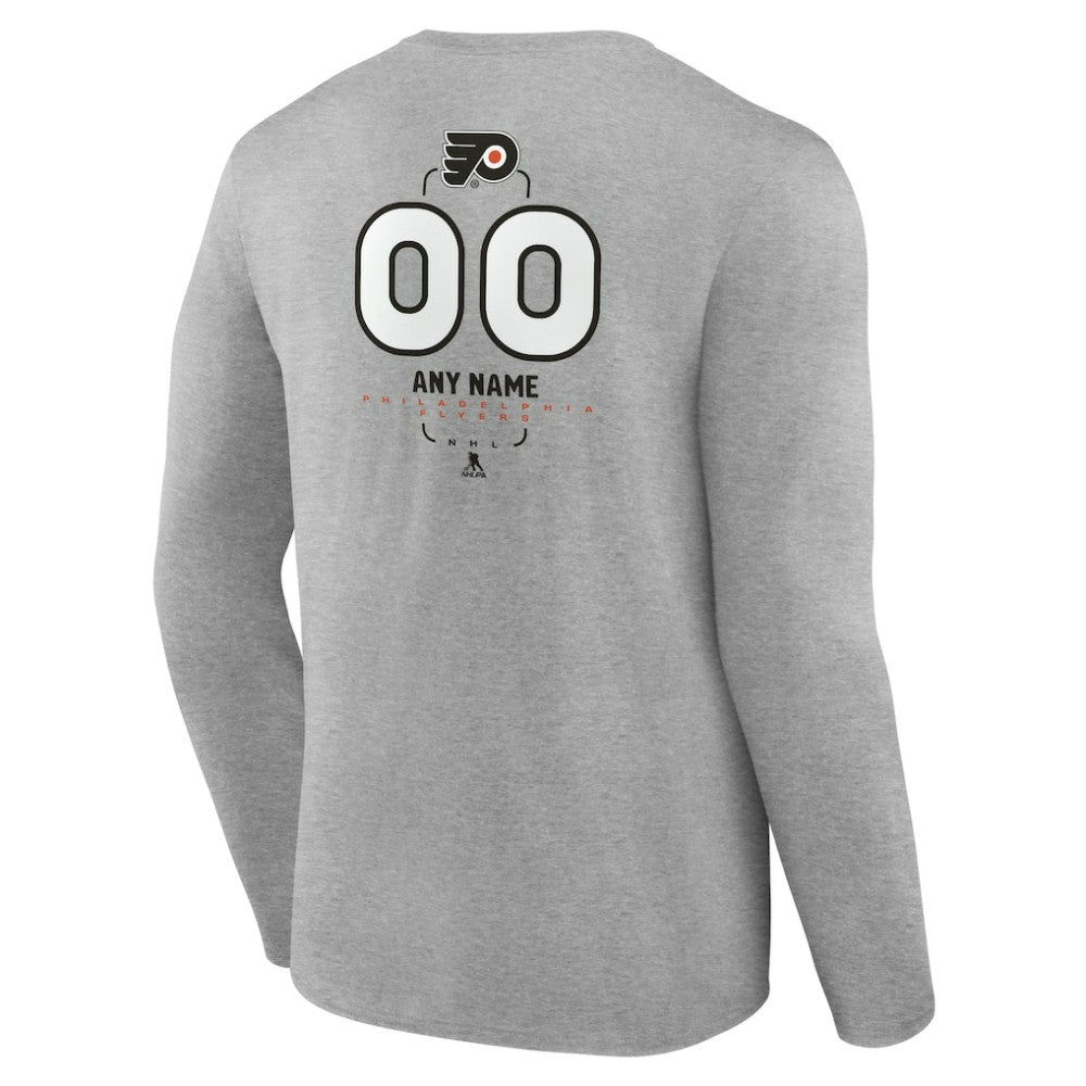 NHL Gray Philadelphia Flyers Personalized Name & Number Midfielder Long Sleeve T-Shirt
