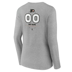 NHL Gray Philadelphia Flyers Women's Personalized Name & Number Midfielder Long Sleeve V-Neck T-Shirt
