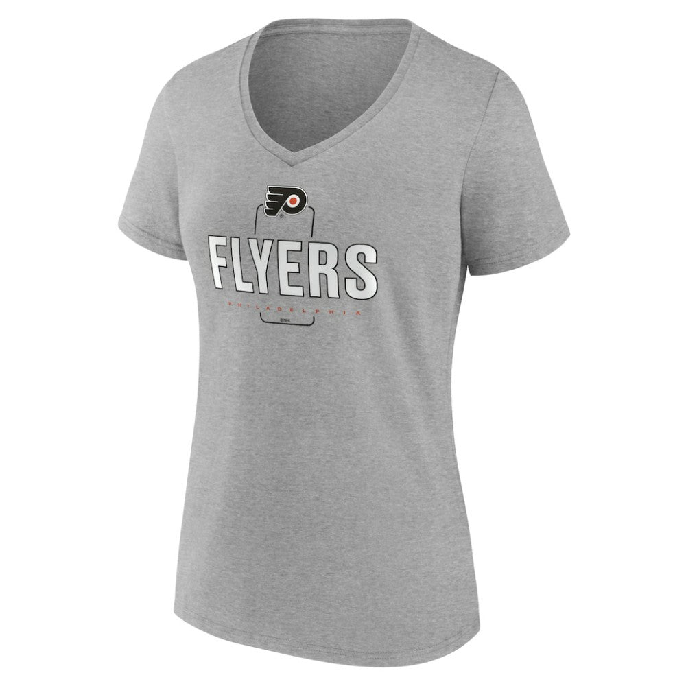NHL Gray Philadelphia Flyers Women's Personalized Name & Number Midfielder V-Neck T-Shirt