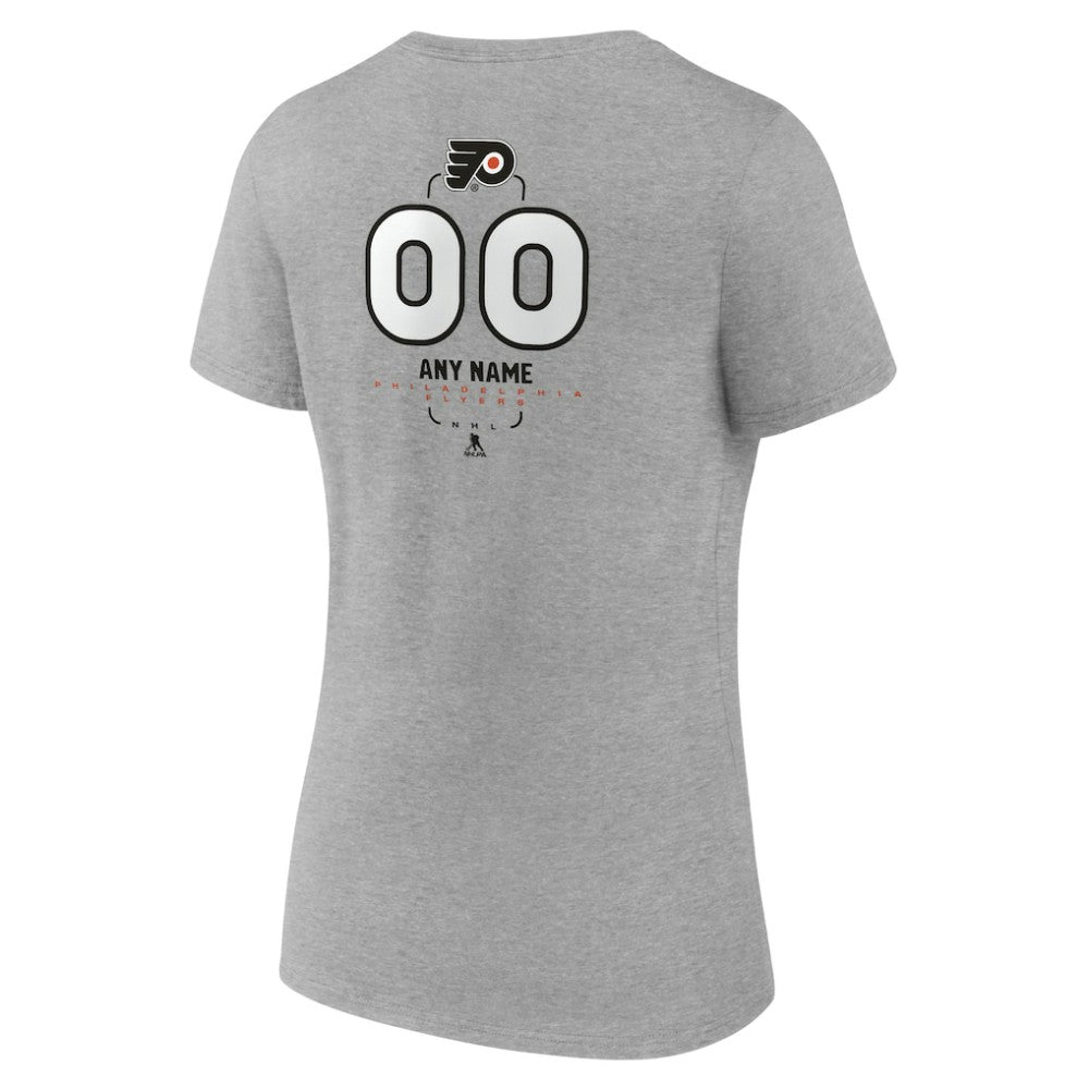 NHL Gray Philadelphia Flyers Women's Personalized Name & Number Midfielder V-Neck T-Shirt