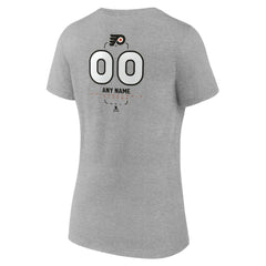 NHL Gray Philadelphia Flyers Women's Personalized Name & Number Midfielder V-Neck T-Shirt