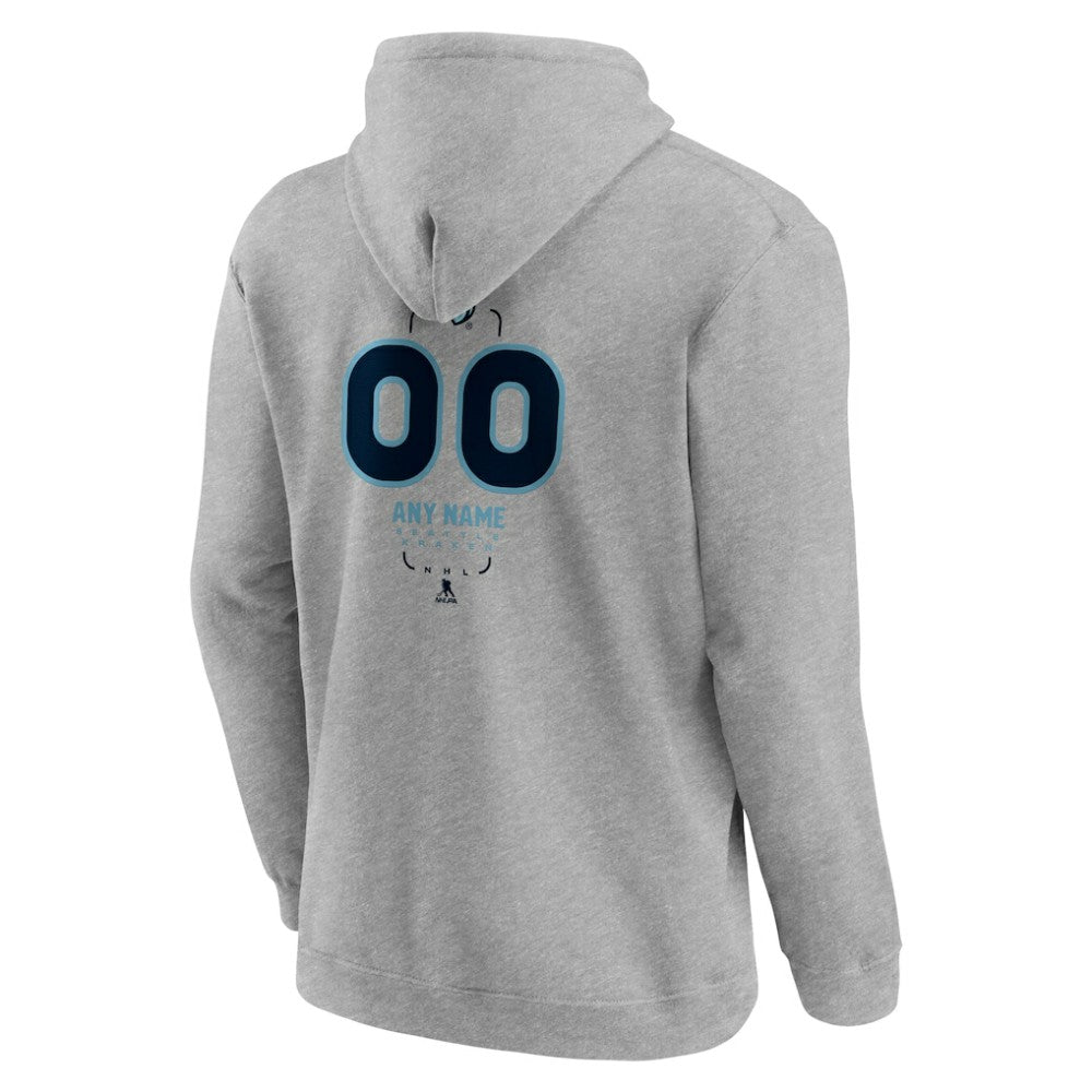 NHL Gray Seattle Kraken Personalized Name & Number Midfielder Pullover Hoodie