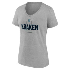 NHL Gray Seattle Kraken Women's Personalized Name & Number Midfielder V-Neck T-Shirt