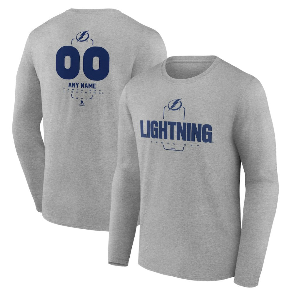 NHL Gray Tampa Bay Lightning Personalized Name & Number Midfielder Long Sleeve T-Shirt