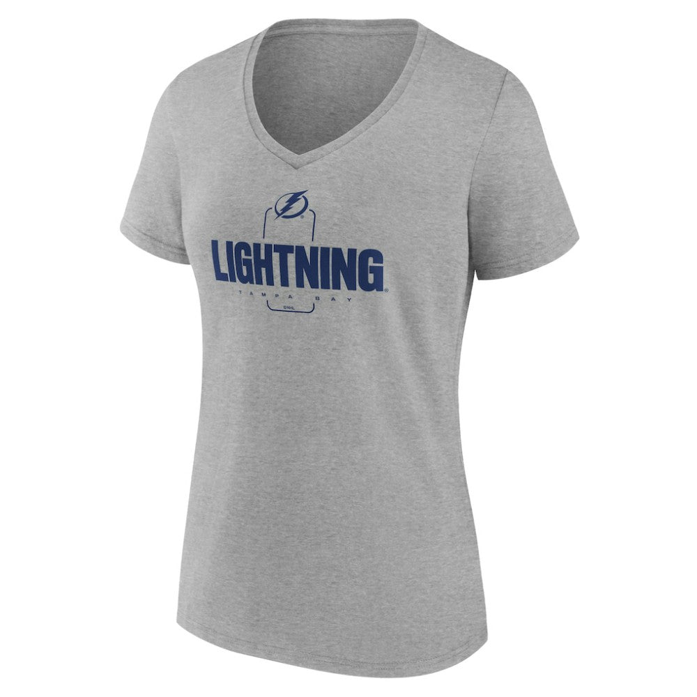 NHL Gray Tampa Bay Lightning Women's Personalized Name & Number Midfielder V-Neck T-Shirt