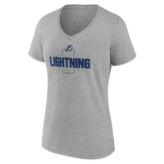 NHL Gray Tampa Bay Lightning Women's Personalized Name & Number Midfielder V-Neck T-Shirt