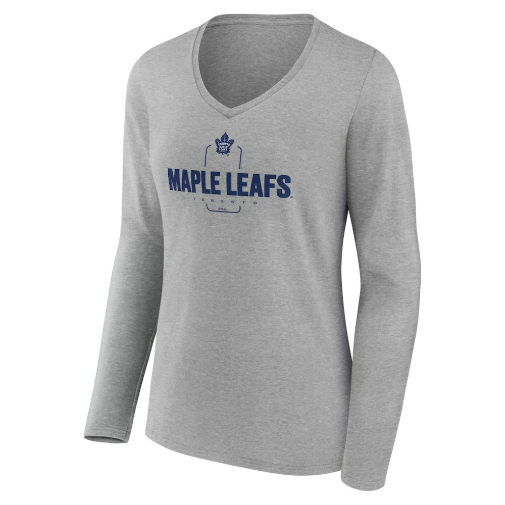 NHL Gray Toronto Maple Leafs Women's Personalized Name & Number Midfielder Long Sleeve V-Neck T-Shirt