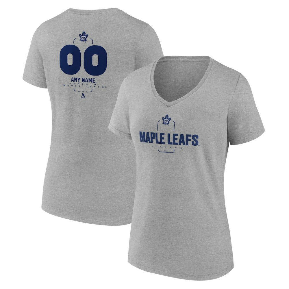 NHL Gray Toronto Maple Leafs Women's Personalized Name & Number Midfielder V-Neck T-Shirt