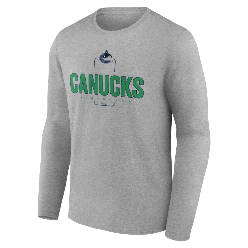 NHL Gray Vancouver Canucks Personalized Name & Number Midfielder Long Sleeve T-Shirt