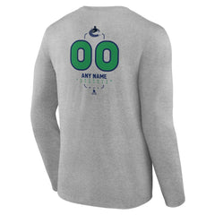 NHL Gray Vancouver Canucks Personalized Name & Number Midfielder Long Sleeve T-Shirt