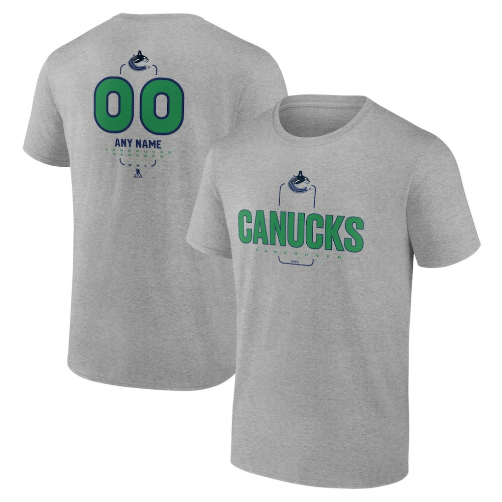 NHL Gray Vancouver Canucks Personalized Name & Number Midfielder T-Shirt