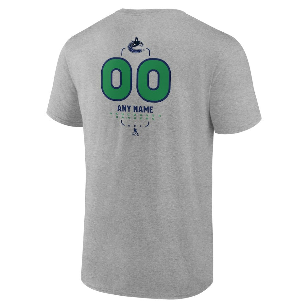NHL Gray Vancouver Canucks Personalized Name & Number Midfielder T-Shirt
