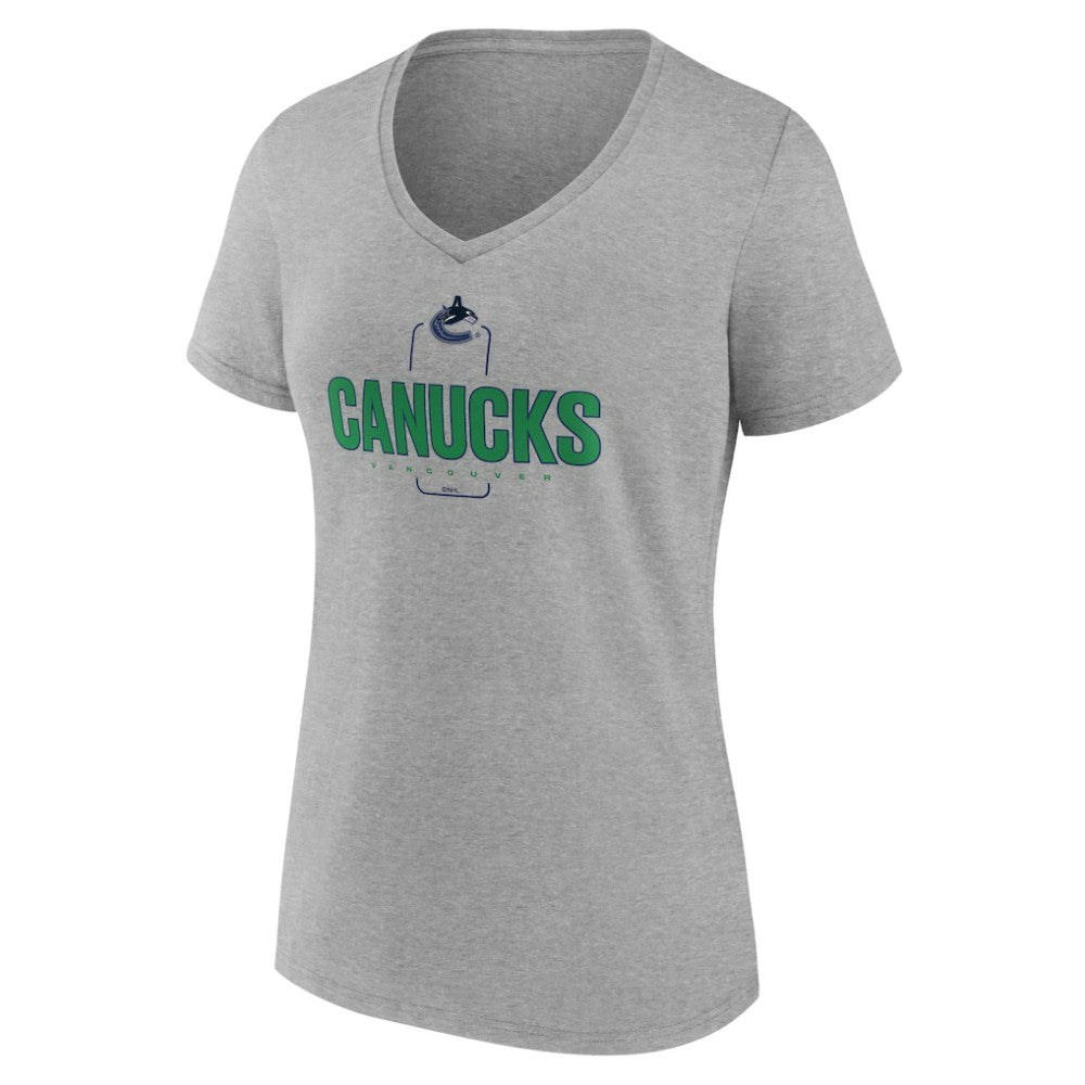NHL Gray Vancouver Canucks Women's Personalized Name & Number Midfielder V-Neck T-Shirt
