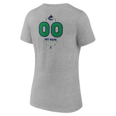 NHL Gray Vancouver Canucks Women's Personalized Name & Number Midfielder V-Neck T-Shirt