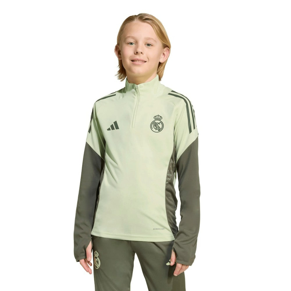 Real Madrid Youth 2025/26 Training AEROREADY Quarter-Zip Pullover - Adidas Green