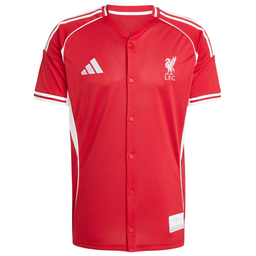 Liverpool Full-Button Baseball Jersey - Adidas Red