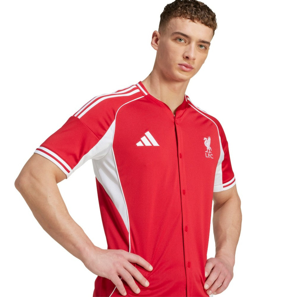 Liverpool Full-Button Baseball Jersey - Adidas Red
